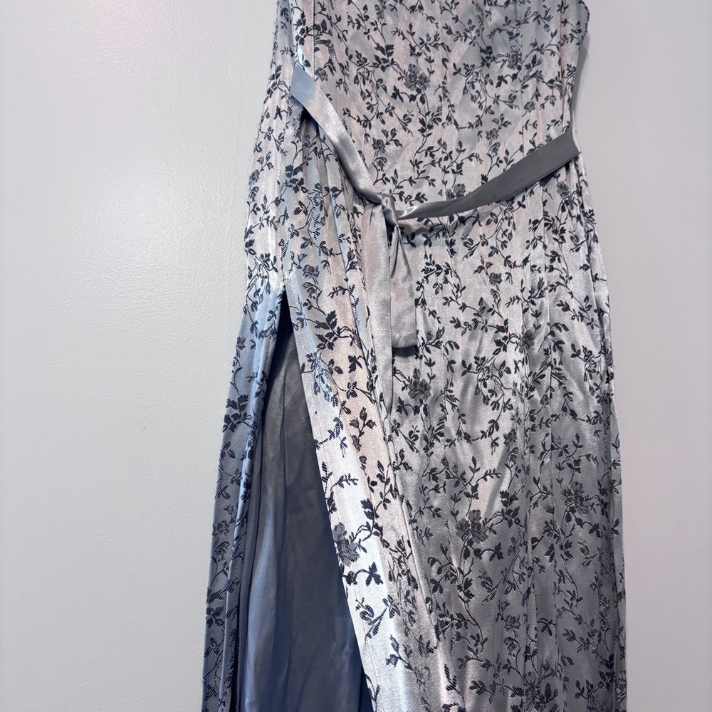Amanda Lane Vintage Silver Floral Jacquard Satin 2 Piece Vest Pants Set Size 10 - Picture 11 of 15